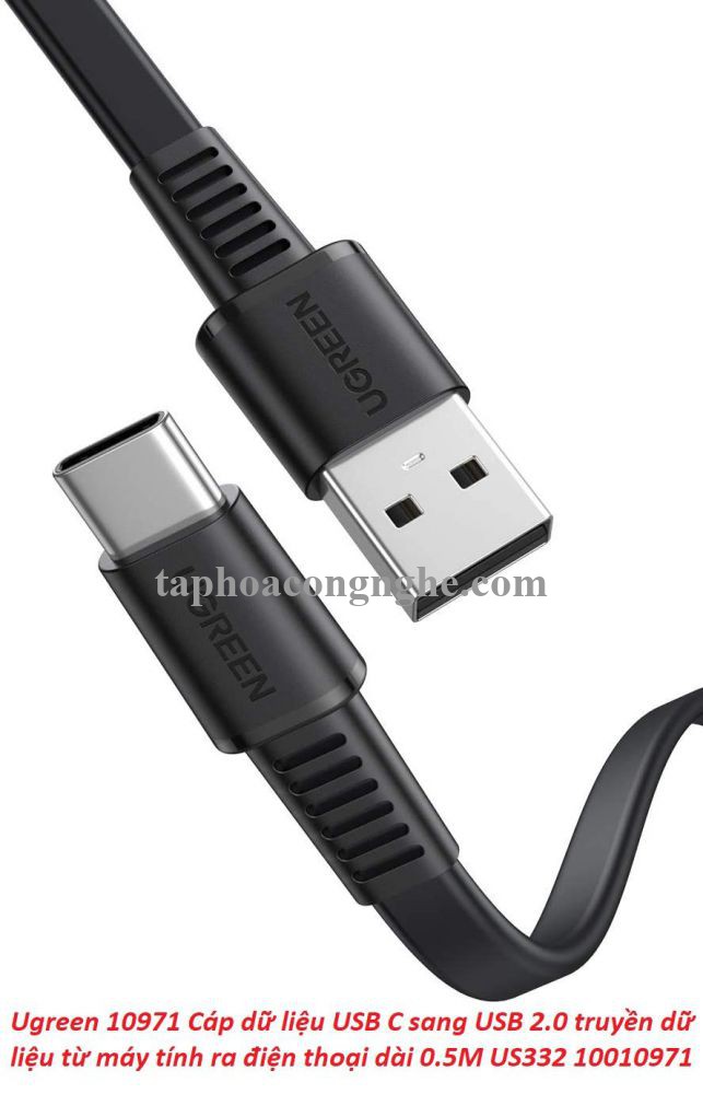 Ugreen 10971 0.5M màu đen usb type c 2.0 cáp sạc và truyền dữ liệu từ máy tính ra điện thoại US332 30010971